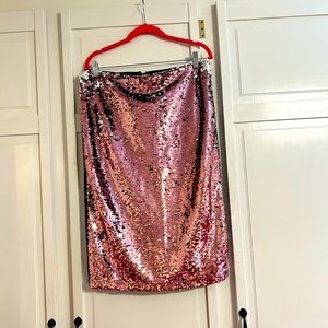 NY&C Pink and silver Sequin skirt with black knit back. SizeL